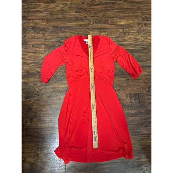 Scene by Donna Ricco Size M Dress Red gathered banded waist Layered - Picture 4 of 5